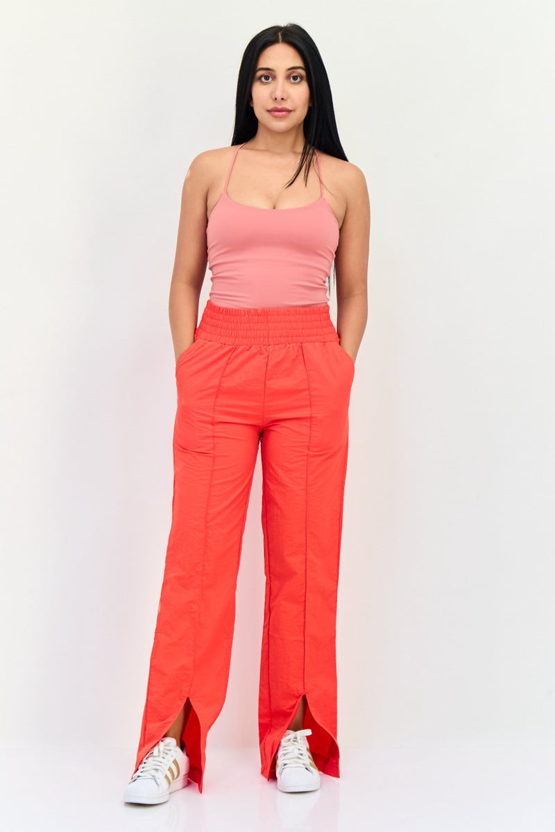 The Giving Movement Women Regular Fit Brand Logo Wide Leg Pants, Red - Image 4