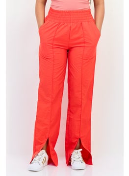 The Giving Movement Women Regular Fit Brand Logo Wide Leg Pants, Red  - Image 1