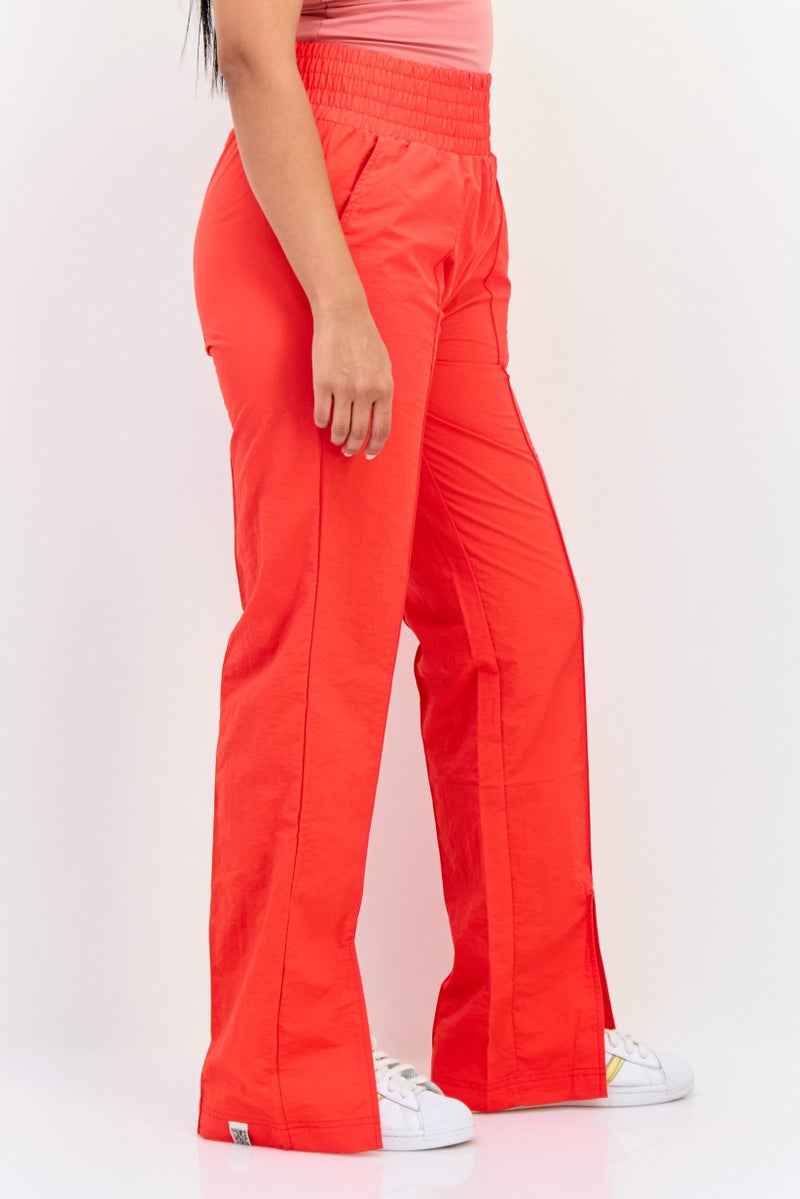 The Giving Movement Women Regular Fit Brand Logo Wide Leg Pants, Red - Image 2