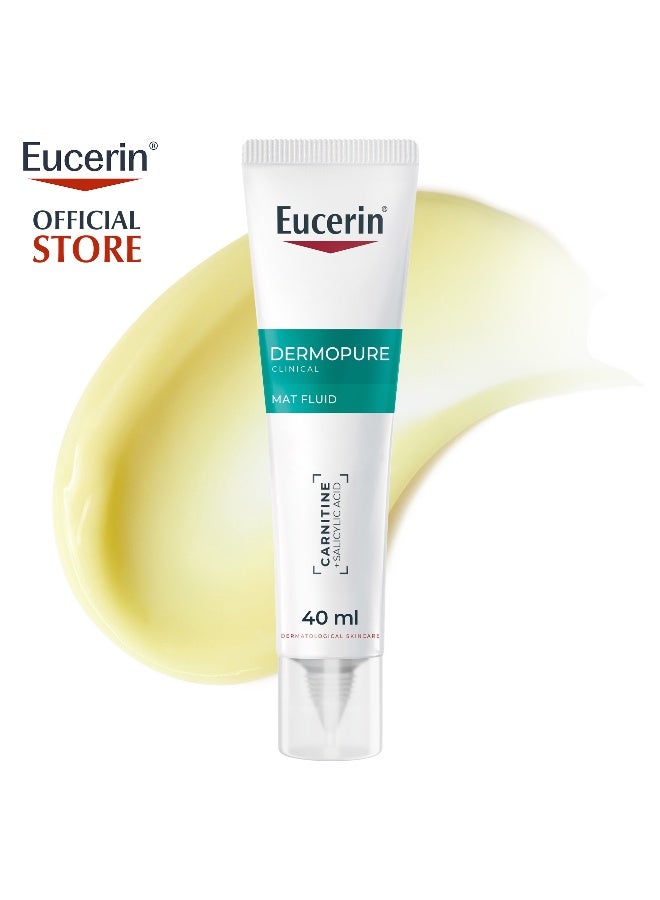 Eucerin Dermopure Clinical Mat Fluid Cream With Salicylic Acid For Blemish & Acne-Prone Skin, Controls Oil Excess, Corrects Blemishe And Pores, And Hydrates, With Mattiffying Effect, Suitable For Sensitive Skin, 40Ml - Image 1