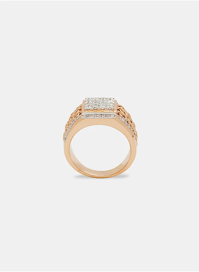 أناكا 18Kt Rose Gold Ring Studded with Natural Diamonds