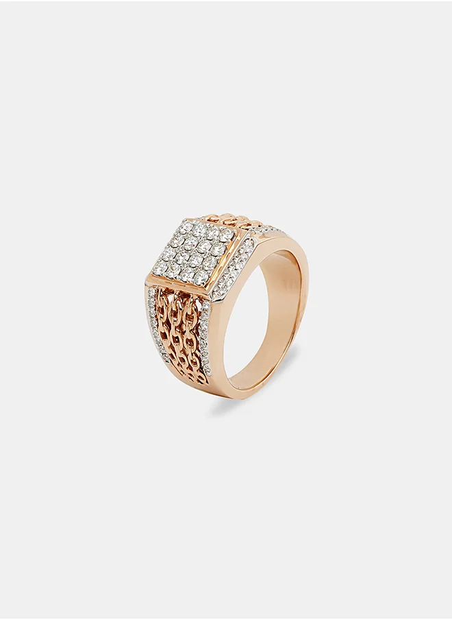 أناكا 18Kt Rose Gold Ring Studded with Natural Diamonds