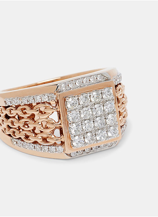 Annaka - 18Kt Rose Gold Ring Studded with Natural Diamonds - Image 1