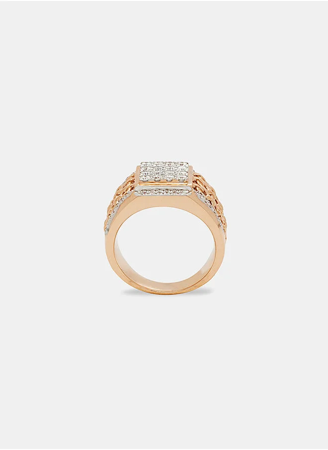 أناكا 18Kt Rose Gold Ring Studded with Natural Diamonds