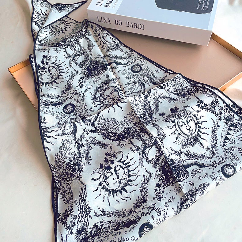 Fashion Silk Diamond Scarf Hand-Rolled Edges sunflower