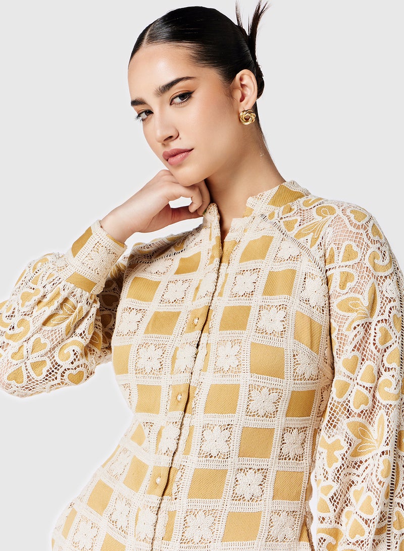 ثريدز باي اجوني فستان كاروهات دانتيل - Image 3