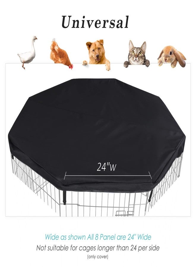 HiCaptain Dog Playpen Top Cover for Indoor Outdoor Use - Escape-Proof and Sunshade Shield Protector Fits for 24 inches Wide 8 Panel Dog Crate Pen (Black) - Image 2