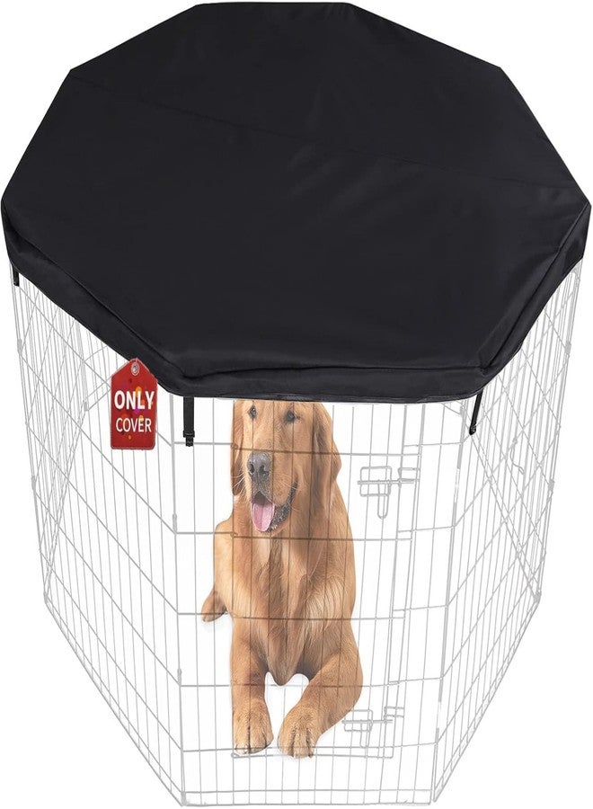 HiCaptain Dog Playpen Top Cover for Indoor Outdoor Use - Escape-Proof and Sunshade Shield Protector Fits for 24 inches Wide 8 Panel Dog Crate Pen (Black) - Image 1