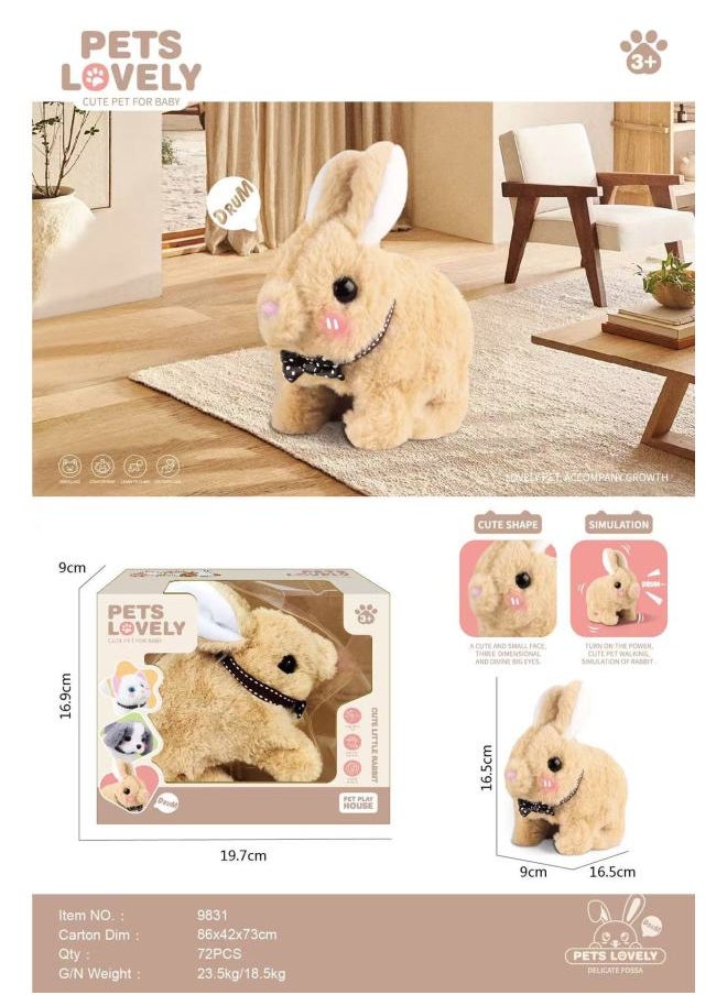 Supermarket Gift Box Simulation Electric Dog Plush Pet Toy Calling Walking Teddy White Rabbit Children's Gift-Color:Brown Rabbit Pet English Version  9831  - Image 1