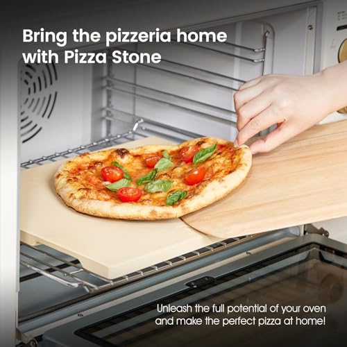 ROCKSHEAT Pizza Stone, 15"x12" Rectangular Pizza Stone for Oven Grill BBQ, Cordierite Baking Stone for Bread, Unique Built-in 4 Handles Cooking Stone - Image 5