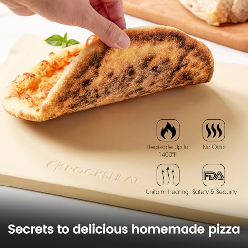ROCKSHEAT Pizza Stone, 15"x12" Rectangular Pizza Stone for Oven Grill BBQ, Cordierite Baking Stone for Bread, Unique Built-in 4 Handles Cooking Stone - Image 2