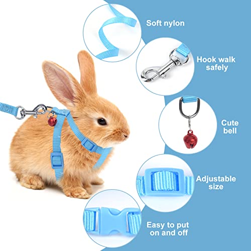 PERSUPER 2 Pack Rabbit Harness Leash - Persuper Bunny Cat Leash Adjustable Soft Nylon Small Animal Harness Set for Walking Running Outdoor Use with Safe Bell for Puppy Dog, Pig, Kitten, Ferret, Mini Pet - Image 4