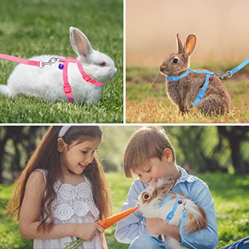 PERSUPER 2 Pack Rabbit Harness Leash - Persuper Bunny Cat Leash Adjustable Soft Nylon Small Animal Harness Set for Walking Running Outdoor Use with Safe Bell for Puppy Dog, Pig, Kitten, Ferret, Mini Pet - Image 5