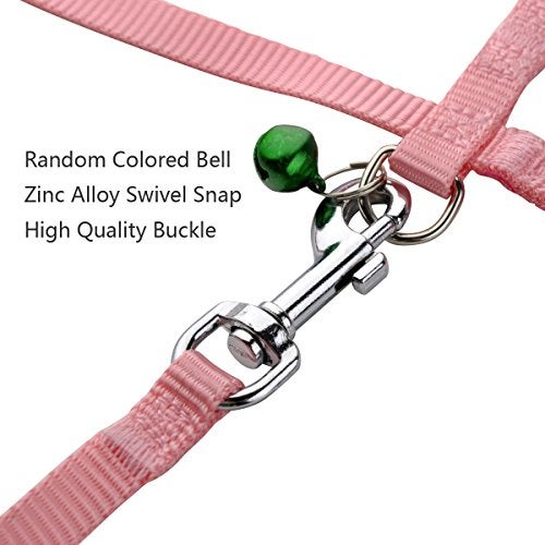 PERSUPER 2 Pack Rabbit Harness Leash - Persuper Bunny Cat Leash Adjustable Soft Nylon Small Animal Harness Set for Walking Running Outdoor Use with Safe Bell for Puppy Dog, Pig, Kitten, Ferret, Mini Pet - Image 3