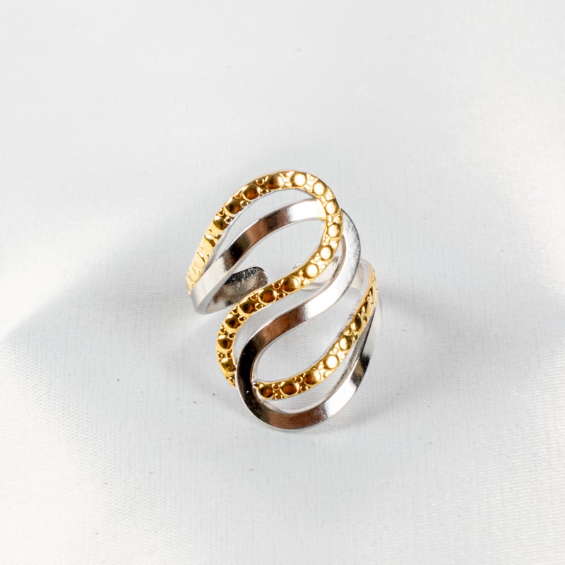 ذا بلاك بيرل اكسسوريز خاتم أستانليس ستيل فري سايز ذهبي × فضي - Image 2