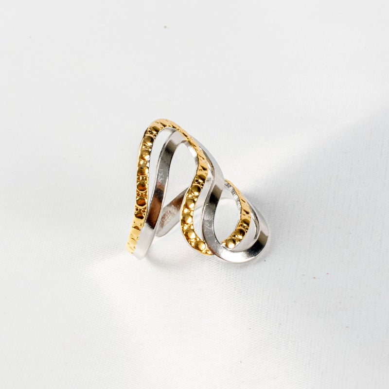 ذا بلاك بيرل اكسسوريز خاتم أستانليس ستيل فري سايز ذهبي × فضي - Image 1