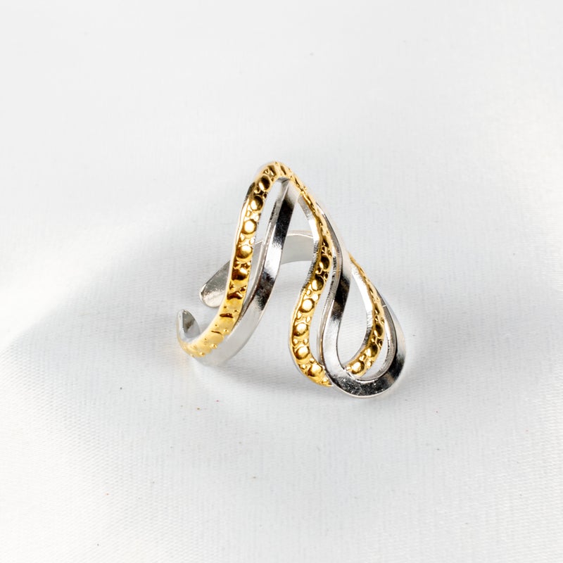 ذا بلاك بيرل اكسسوريز خاتم أستانليس ستيل فري سايز ذهبي × فضي - Image 3