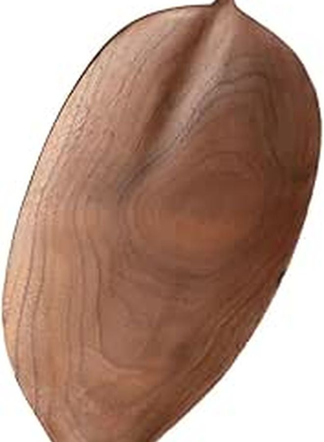 Hand Carved Walnut Wood Leaf Shaped Serving Plate Dish - Image 1