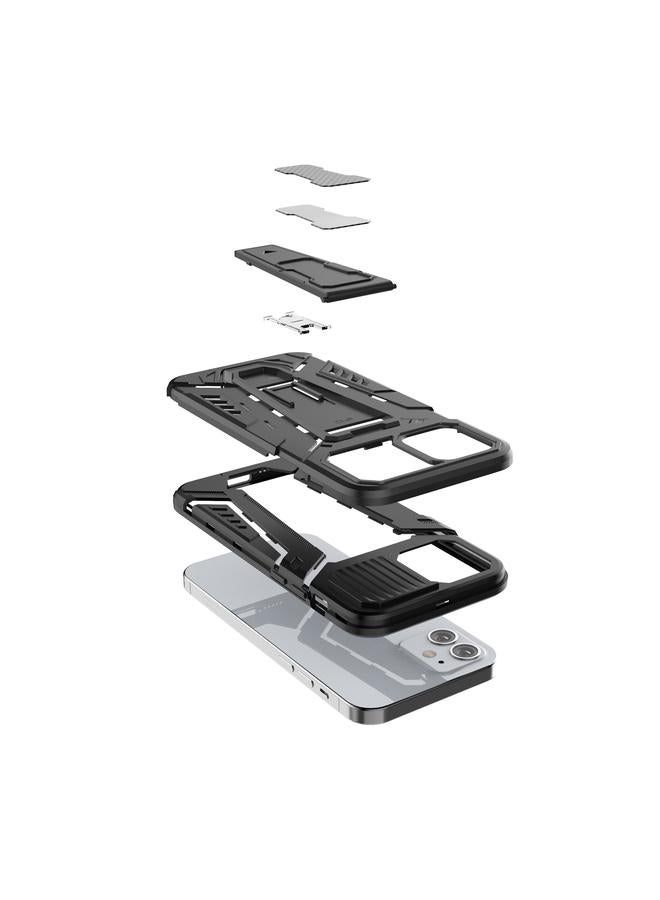زبون جراب لهاتف iPhone 12 mini War Chariot Series Armor شامل مقاوم للصدمات مصنوع من مادة PC + TPU مع حامل غير مرئي - Image 4