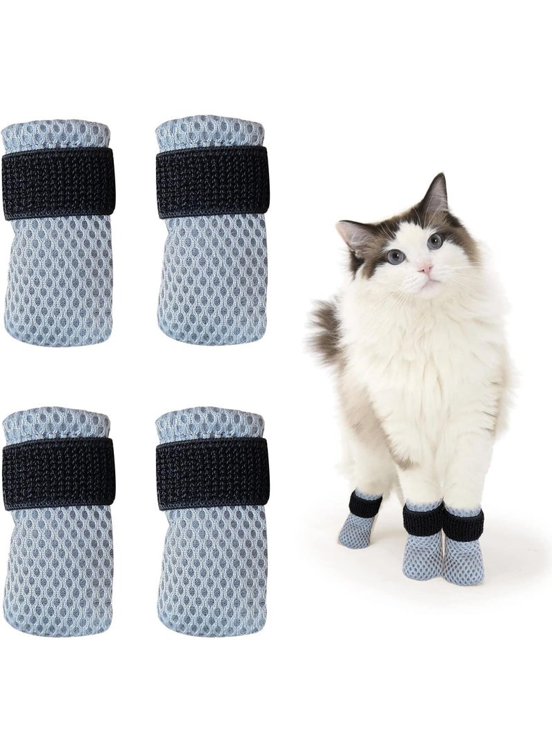 Sylqvxh Cat Boots,paw Covers Anti-Scratch Cat Foot Covers for Cats Adjustable Mesh Cat Claw Protectors Non-Slip Breathablesuitable for Family Pet Cat Bathing and Nail Cutting (4 Pieces) (Small) - Image 1
