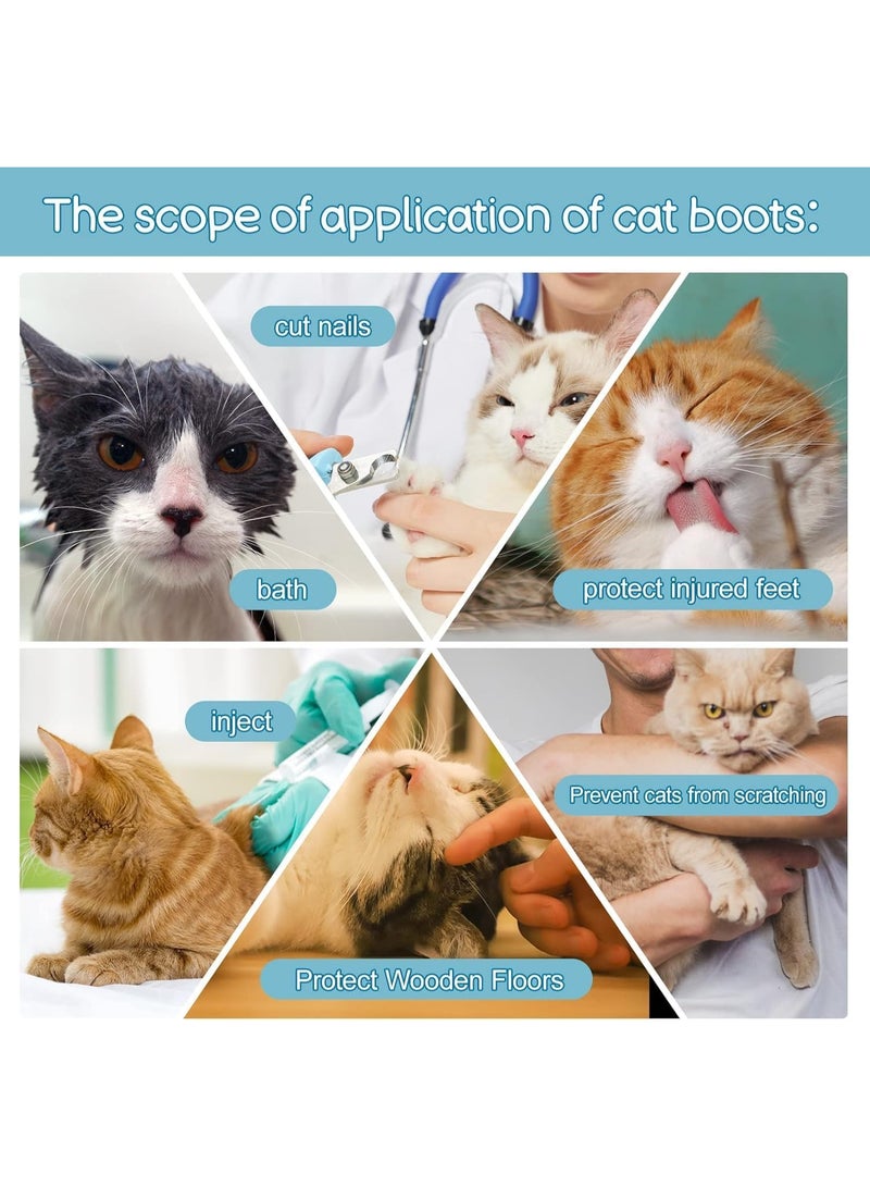 Sylqvxh Cat Boots,paw Covers Anti-Scratch Cat Foot Covers for Cats Adjustable Mesh Cat Claw Protectors Non-Slip Breathablesuitable for Family Pet Cat Bathing and Nail Cutting (4 Pieces) (Small) - Image 5