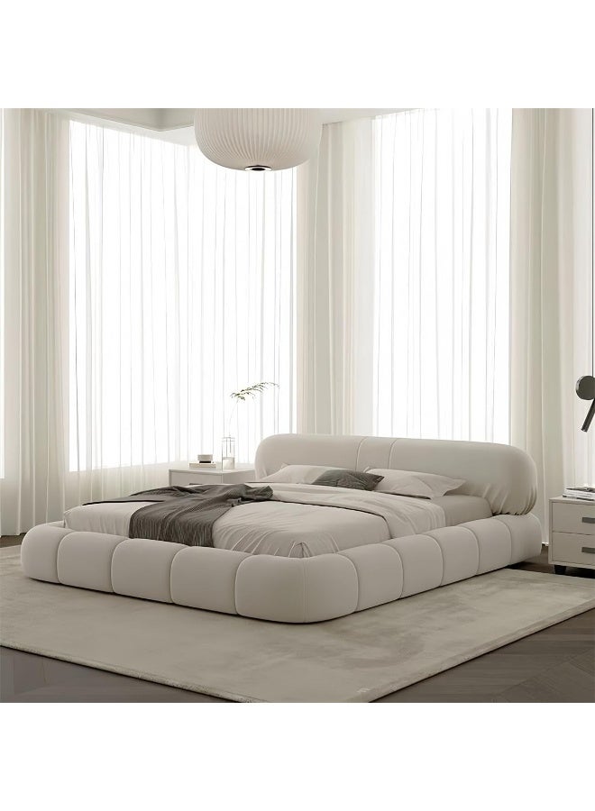 LUXURY LUXE Luxury Luxe Off-White Velvet King Queen Bed Frame Without Mattress - Modern Upholstered Bedroom Furniture  - Image 5
