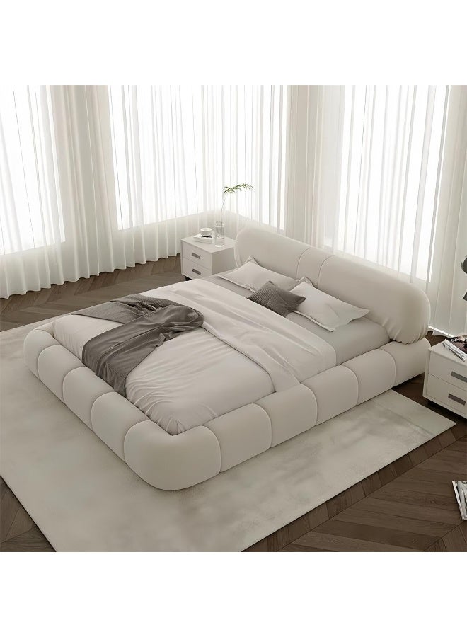LUXURY LUXE Luxury Luxe Off-White Velvet King Queen Bed Frame Without Mattress - Modern Upholstered Bedroom Furniture  - Image 4