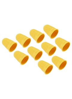 PATIKIL 0.79x1.18 Inch Rubber Finger Tips, 20 Pack Silicone Thumb Fingertip Protector Covers Guard Pads Thimble Grips for Office Counting Sewing, Yellow Large Size  - Image 1