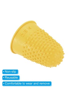 PATIKIL 0.79x1.18 Inch Rubber Finger Tips, 20 Pack Silicone Thumb Fingertip Protector Covers Guard Pads Thimble Grips for Office Counting Sewing, Yellow Large Size  - Image 2
