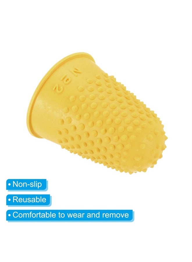 PATIKIL 0.79x1.18 Inch Rubber Finger Tips, 20 Pack Silicone Thumb Fingertip Protector Covers Guard Pads Thimble Grips for Office Counting Sewing, Yellow Large Size  - Image 2