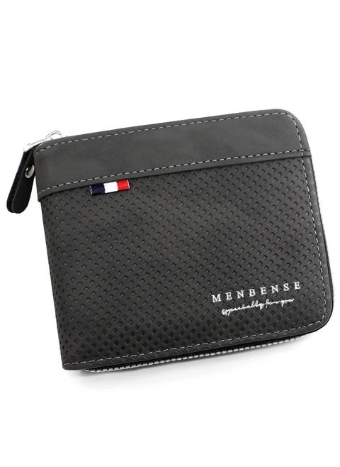 Men's Zipper Wallet Leather Card
