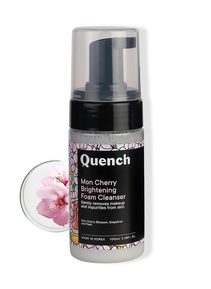 Quench Brightening Foam Cleanser with Cherry Blossom Radiance | Korean Face Wash for Glowing Skin | Removes Makeup, Dirt & Impurities | Brightens Dull Skin | Made in Korea (100ml) - Image 1