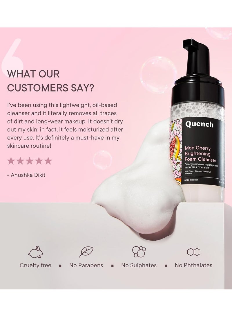 Quench Brightening Foam Cleanser with Cherry Blossom Radiance | Korean Face Wash for Glowing Skin | Removes Makeup, Dirt & Impurities | Brightens Dull Skin | Made in Korea (100ml) - Image 5