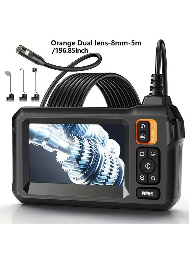 Inskam Heavy Duty Industrial Borescope 4 3 Inch IPS Display Orange Dual Lens 196 85 Inch Cable - Image 1