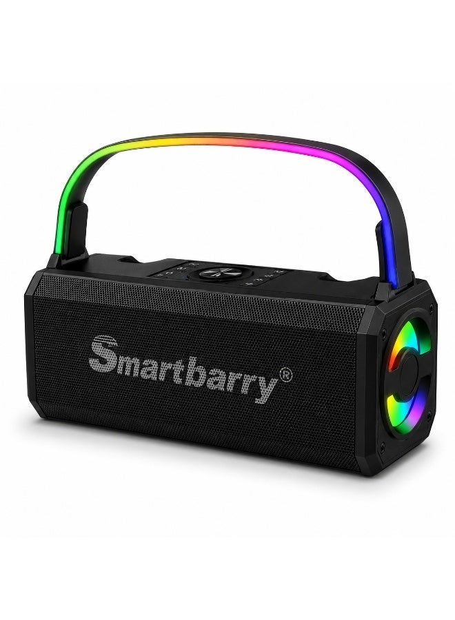 Smartbarry M28 Wireless Portable Bluetooth Speaker Featuring Vibrant RGB Lighting, Deep Bass Audio Performance, Type-C Charging Port, AUX Input, TF Card Slot and Easy Carry Handle Design – Black - Image 1
