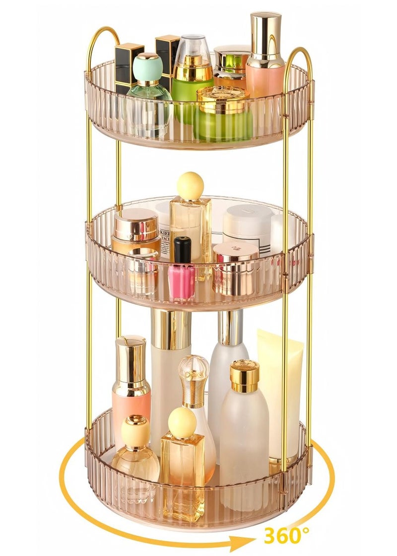 AiheArron 360 Rotating Makeup Organizer for Vanity,Skincare Make Up Organizers Large,Clear Bathroom Counter Organizer for Cosmetics,Lipsticks,Spinning Bathroom Organizer Shelf Holder (Circle, 3 Tier) - Image 1