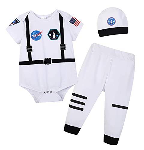 Zusnxaxe Newborn Baby Boys Girls Halloween Outfit Astronaut Costume for Children Baby Spacesuit with hat Birthday Gifts Toddler Pretend Role Play Dress Up Photo shoot Summer