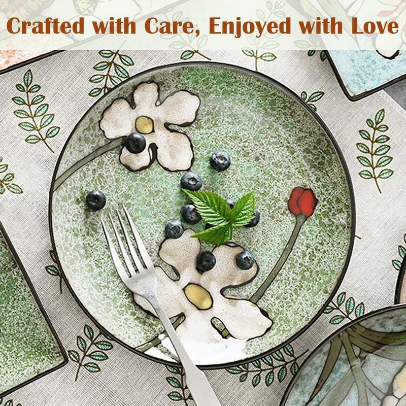 Katathani Ceramic Dinner Plates Set of 4 82 Inch Underglaze Painting Salad Plates Appetizer PlatesMicrowave Oven and Dishwasher Safe Scratch Resistant - Image 3