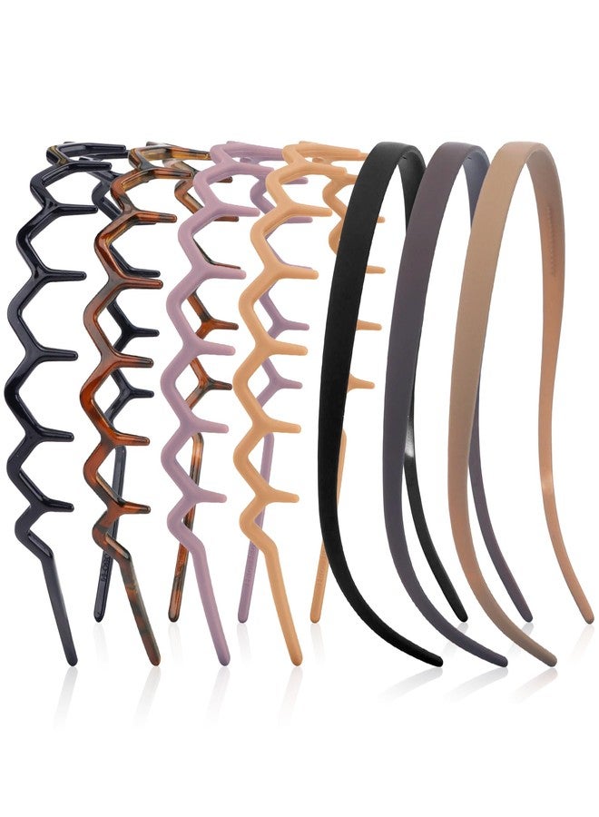 VELSCRUN Zig Zag Claw Comb Headbands for Women Girls, Plastic Curly Head Band Thin Hair Band with Teeth, Comfortable Square Headband for Glasses Wearers, 90s Hairband Diademas Para Mujer Black Brown - Image 1