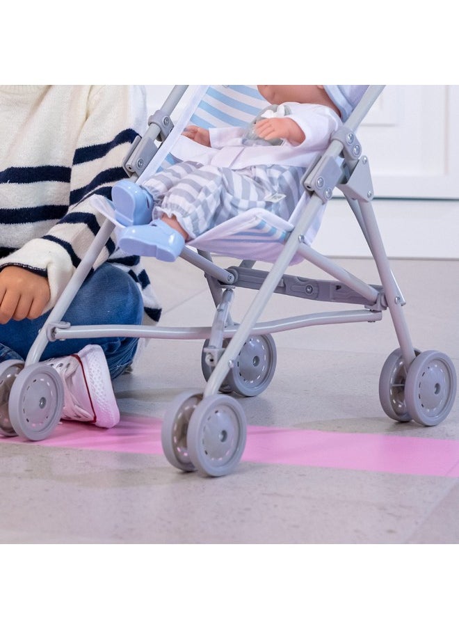 JC TOYS Berenguer Boutique Single Umbrella Baby Doll Stroller Elephant Theme Blue Ages 2 +  - Image 3