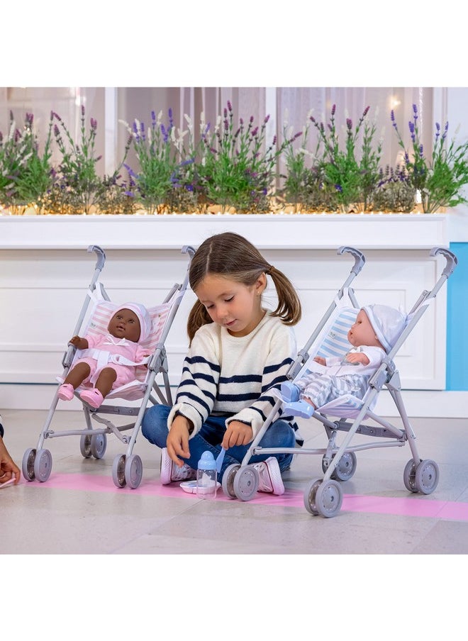 JC TOYS Berenguer Boutique Single Umbrella Baby Doll Stroller Elephant Theme Blue Ages 2 +  - Image 2