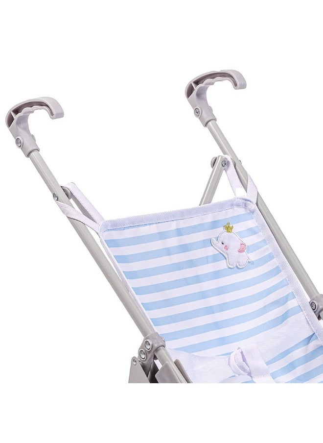 JC TOYS Berenguer Boutique Single Umbrella Baby Doll Stroller Elephant Theme Blue Ages 2 +  - Image 4