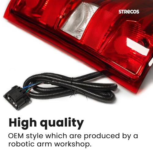 STRECOS Tail Lights Compatible with 2007-2013 Chevy Silverado 1500 2500HD 3500HD GMC Sierra 2500HD 3500HD Taillight Assemblies Rear Brake Lamps Red Border (Right Passenger Side) - Image 3