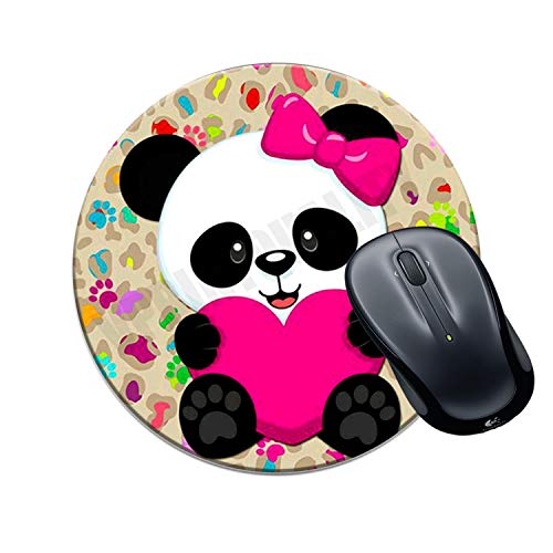 VPRINT QUALITY Round Gaming Mousepad Circle Cute Girl Panda Printed Multicolour Size 8x8 inches - Image 1