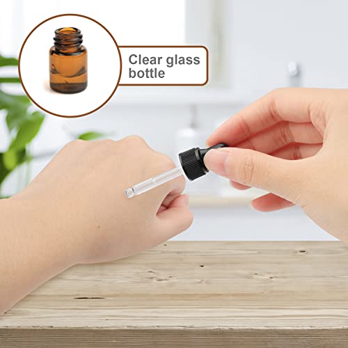 glasstore 15Pcs Amber Glass Dropping Bottles 1ml 2ml 3ml 5ml Mini Essential Oil Dropper Bottles Empty Travel Sample Vials with Black Cap (2ml) - Image 3