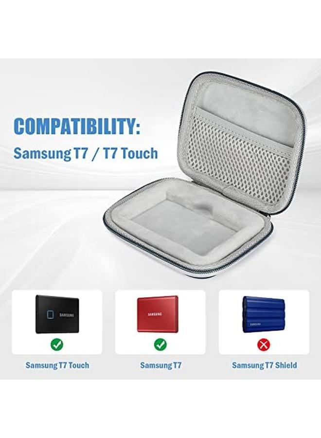 برو كيسيز حقيبة حمل صلبة متوافقة مع محرك أقراص الحالة الصلبة المحمول Samsung T7 T7 Touch مع 2 رابطات كابلات مقاومة للصدمات ومنظم سفر لمحرك أقراص الحالة الصلبة الخارجي T7 T7 Touch 500 جيجابايت 1 تيرابايت 2 تيرابايت USB 3.2 أزرق داكن - Image 2