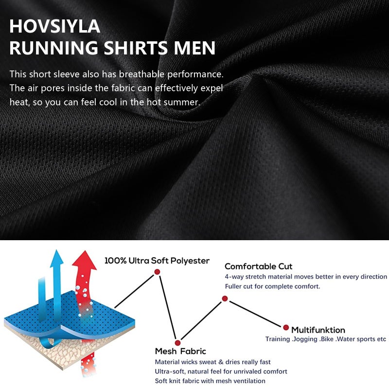 HovSiyla 5 Pack Running Shirts Men Sport Tops Dry Fit Gym Wicking Athletic T Shirts Breathable Cool Workout Shirts Black 2XL/02 - Image 5