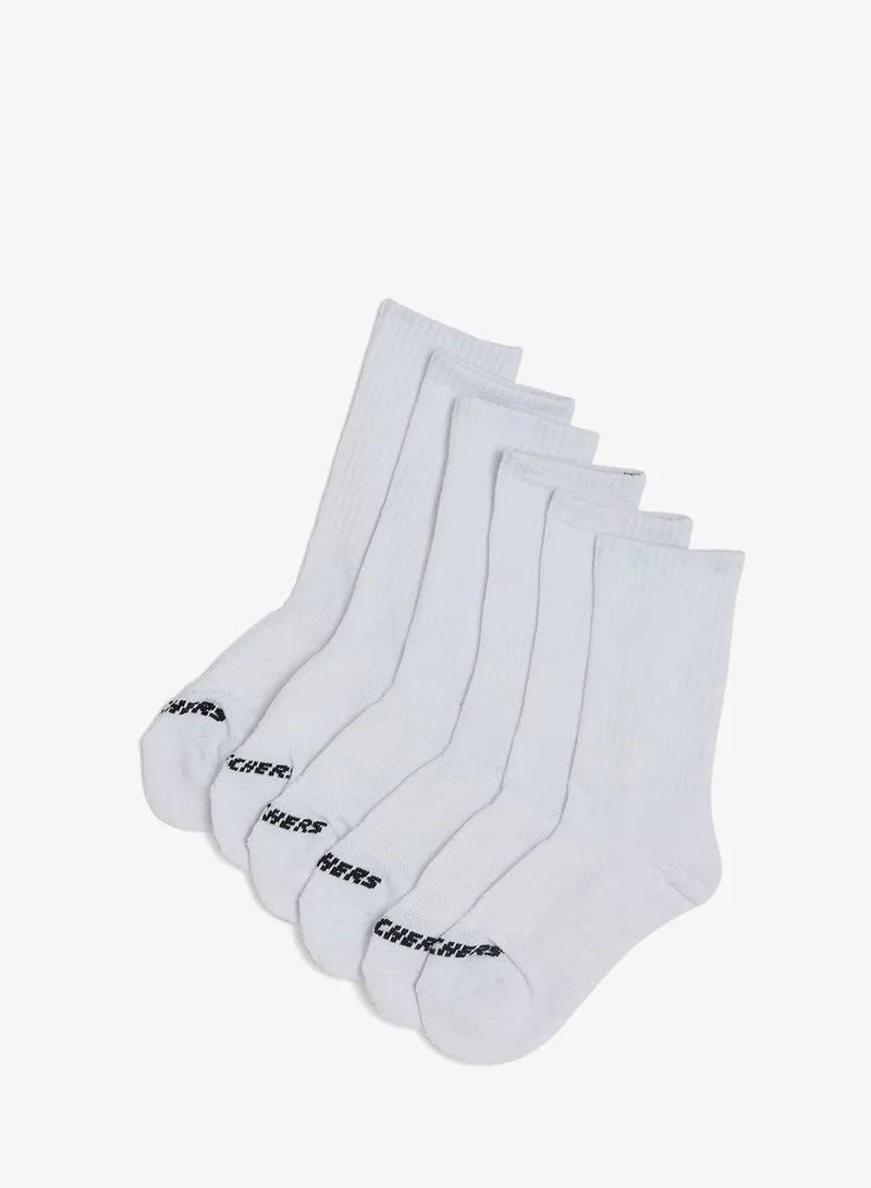 SKECHERS Kids 6 Pack Half-Terry Crew Socks