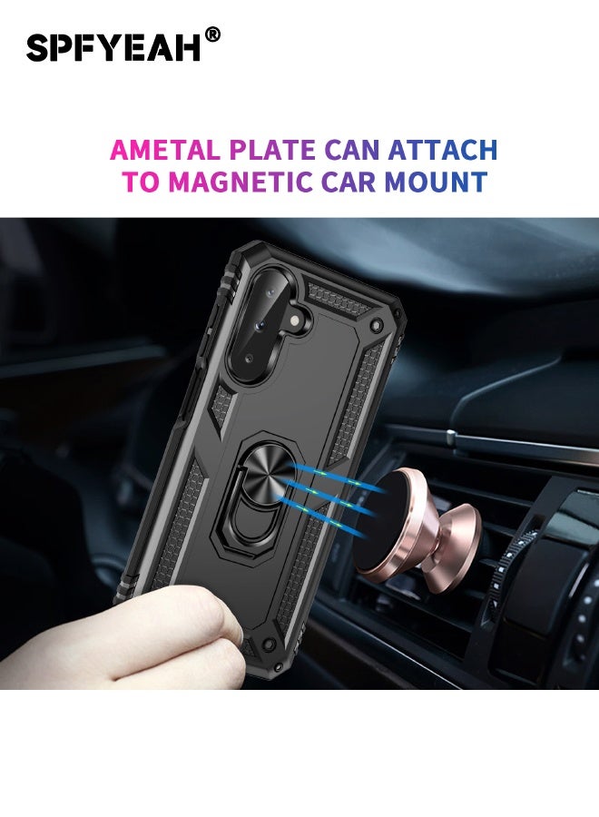 SPFYEAH [2-in-1] Samsung Galaxy A26 Case with HD Tempered Glass Screen Protector, Built-in 360° Rotate Magnetic Ring Kickstand, Heavy Duty Shockproof Drop Proof Case Cover for Samsung Galaxy A26 5G 6.7 inch (Black, 1+1 Pack) - Image 5