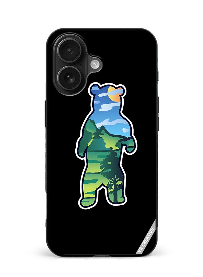 Protective Case Cover For Apple iPhone 16 Plus Wild Bear Design Multicolour